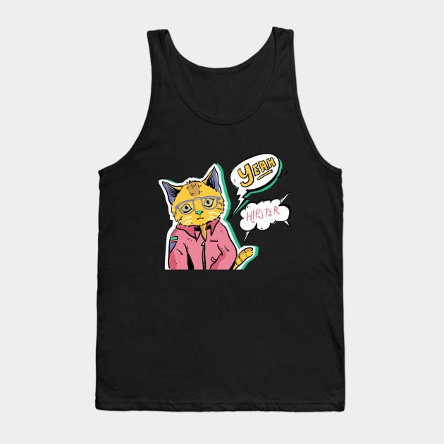 Hipster cat Tank Top by UniqueDesignsCo